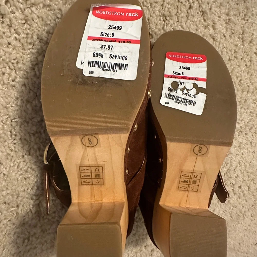 Steve Madden brown suede platform clog shoes 8 - Picture 2 of 6